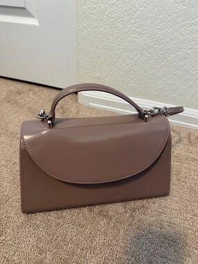 Charles & Keith Smooth Mauve-Taupe Top-Handle Satchel